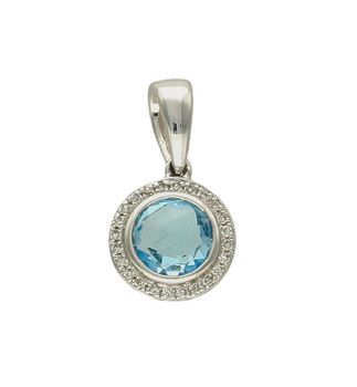 Zawieszka damska białe złoto DIAMENT, topaz 0660027074 HSI. Całość utworzy kompozycję cechującą się klasyczną elegancją i subtelnym pięknem. Wisiorek doda noszącej go kobiecie wdzięku i blasku.jpg